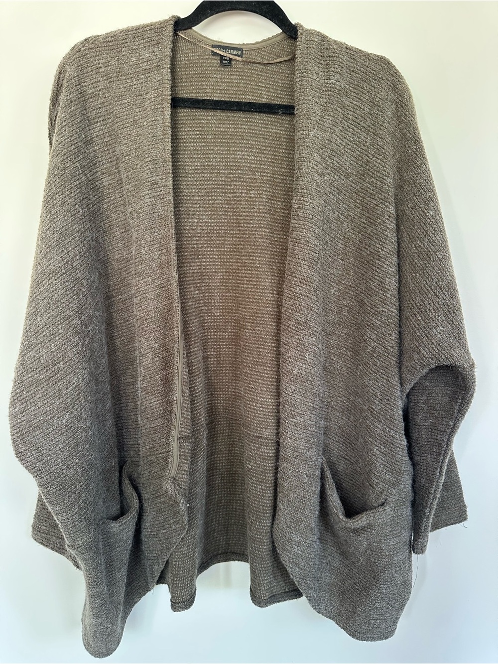 Coco + Carmen Open-Front Pocket Cardigan - olive green